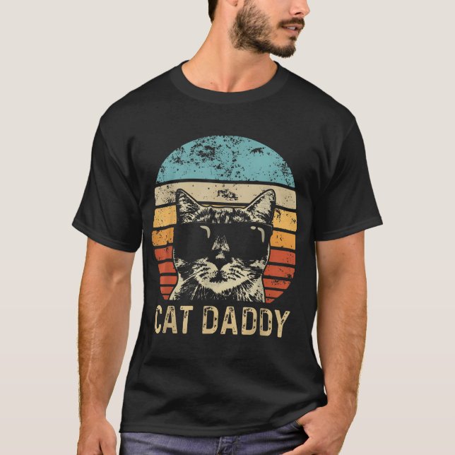 Camiseta Pai De Gato legal Óculos De Sol Presente Para Home (Frente)