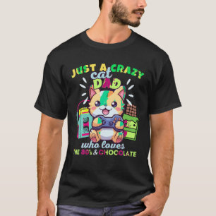 Camiseta Pai De Gato Louco Que Adora Jogar Gatos Chocolate