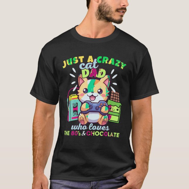 Camiseta Pai De Gato Louco Que Adora Jogar Gatos Chocolate (Frente)
