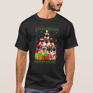 Camiseta Pai de Gato Mãe de Gato Siamês Árvore de Natal Fei