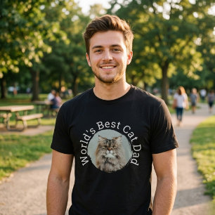 Camiseta Pai de Gato Mais Bonito do Mundo Elegante Simples