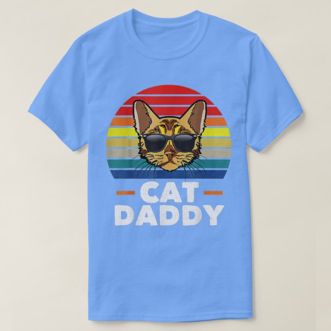 Camiseta Pai de gato Vestindo óculos de sol Presente retror (Frente do Design)