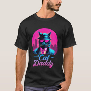 Camiseta Pai de Gato Vintage Oitenta Estilo 80s Homem Pai d
