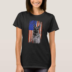 Camiseta Pai de German shepherd de bandeira americana Mãe P
