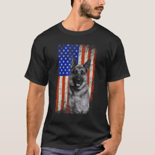 Camiseta Pai de German shepherd de bandeira americana Mãe P