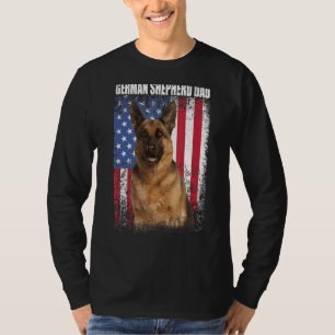 Camiseta Pai De German shepherd De Bandeira Retro-Americano