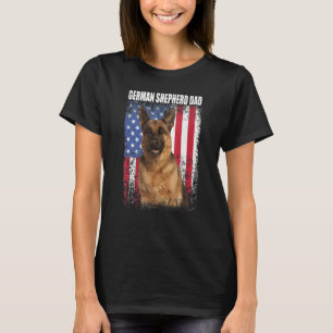 Camiseta Pai De German shepherd De Bandeira Retro-Americano