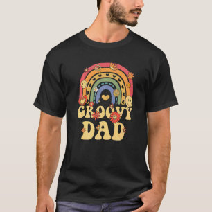 Camiseta Pai De Groovy Bonito Retro Arco-Íris