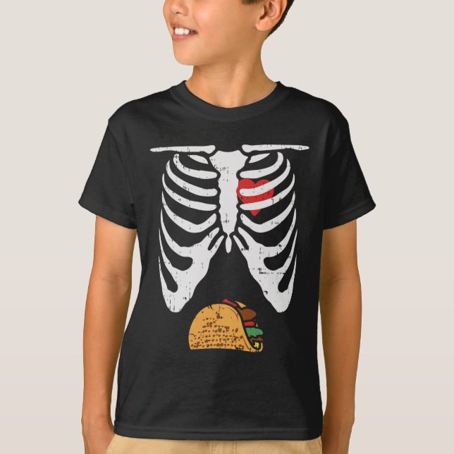 Camiseta Pai de Halloween Esqueleto Taco Belly Divertido Gr (Frente)