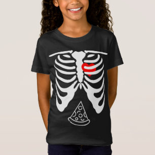 Camiseta Pai de Halloween Skeleton Pizza Belly Engraçado Gr