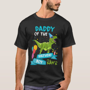 Camiseta Pai De Homens Do Birthday Boy RAWR Rex Dinosaur B