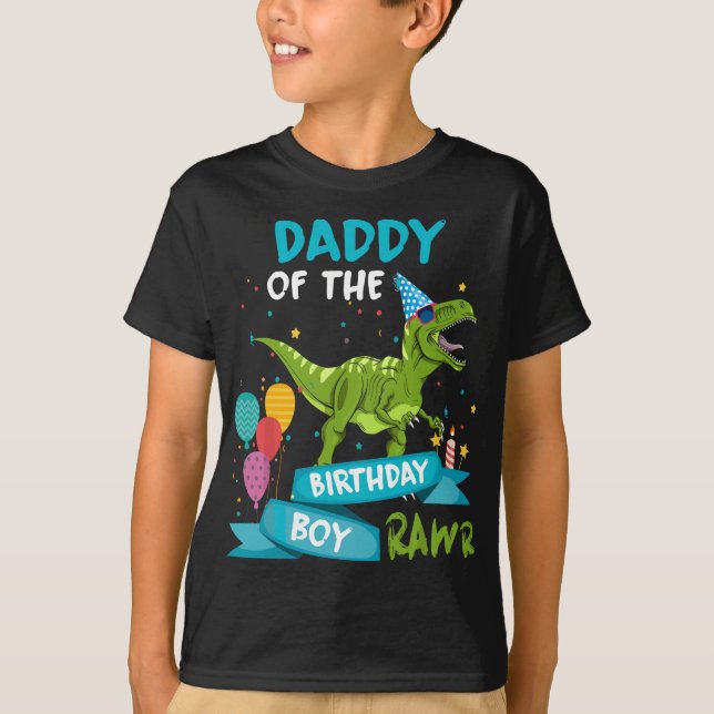 Camiseta Pai de Homens do Jovem de Aniversário RAWR T-Rex D (Frente)
