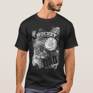 Camiseta Pai de Hóquei em Grunge Negro