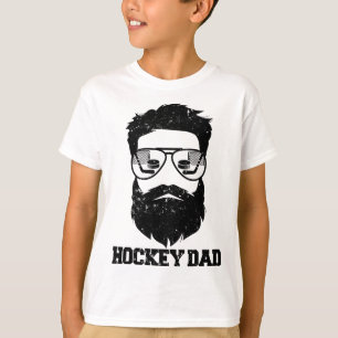 Camiseta Pai de hóquei engraçado cabelo desgrenhado barba P