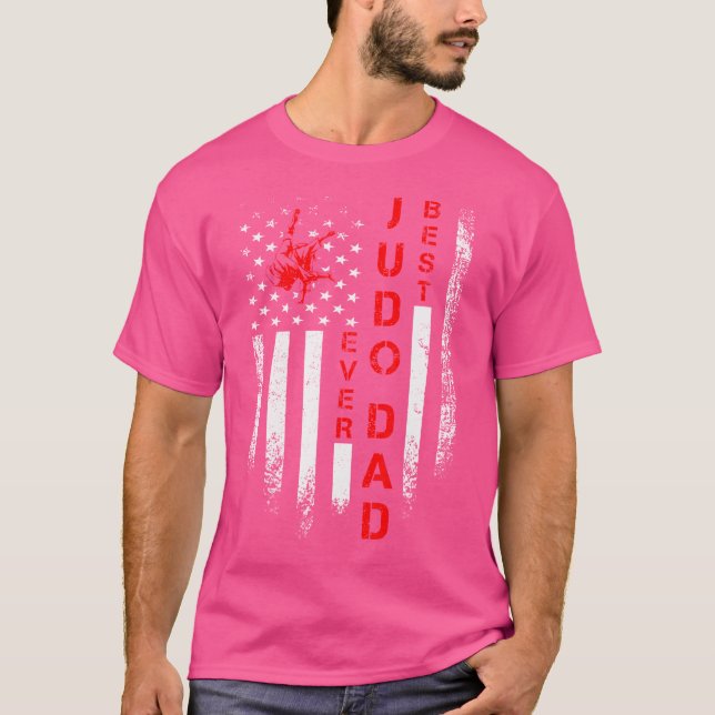Camiseta Pai De Judo Melhor Bandeira Americano Nunca Marcia (Frente)