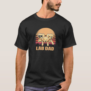 Camiseta Pai de laboratório Retrato de Cão Vintado Amarelo 