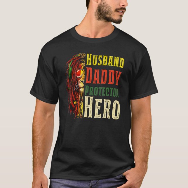 Camiseta Pai De Marido Protege Herói Pais Para Homens (Frente)