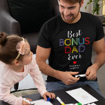 Camiseta Pai de Melhor Bônus do dia de os pais Nunca<br><div class="desc">Camiseta Stepdad com o doce ditado "melhor pai bônus de sempre",  um coração vermelho fofo,  e os nomes das crianças.</div>