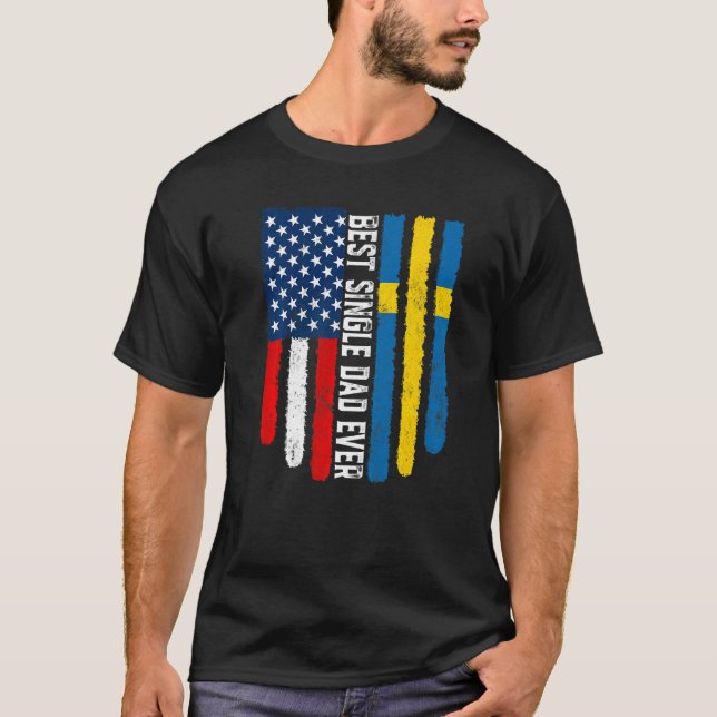 Camiseta Pai de melhor Solteiro de Sinalizador de Suecia Am (Frente)