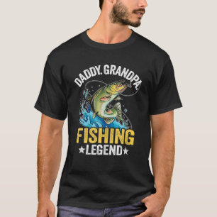 Camiseta Pai de Mens Avô de Legenda de Pesca Pai Fi