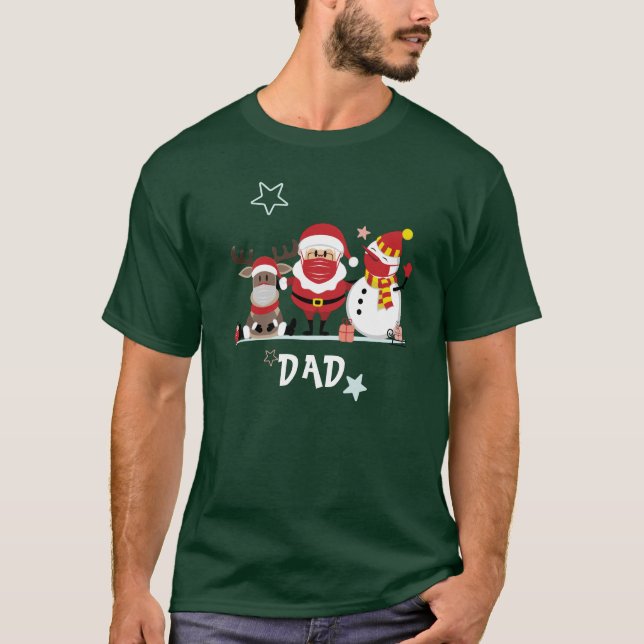 Camiseta Pai de Natal da Família Personalizada (Frente)