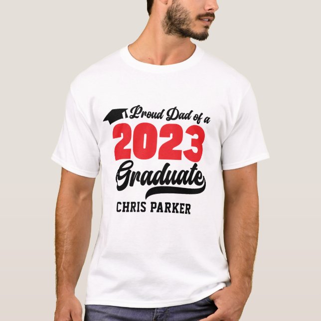 Camiseta Pai de Ortografia Vermelha Moderna de um Formando  (Frente)