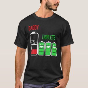 Camiseta Pai de Pai Triplets de Bateria de 3 Crianças Baixa