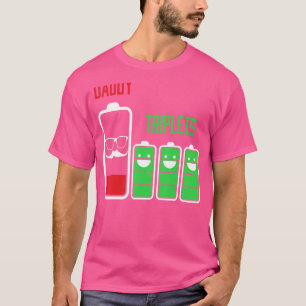 Camiseta Pai de Pai Triplets de Bateria de 3 Crianças Baixa