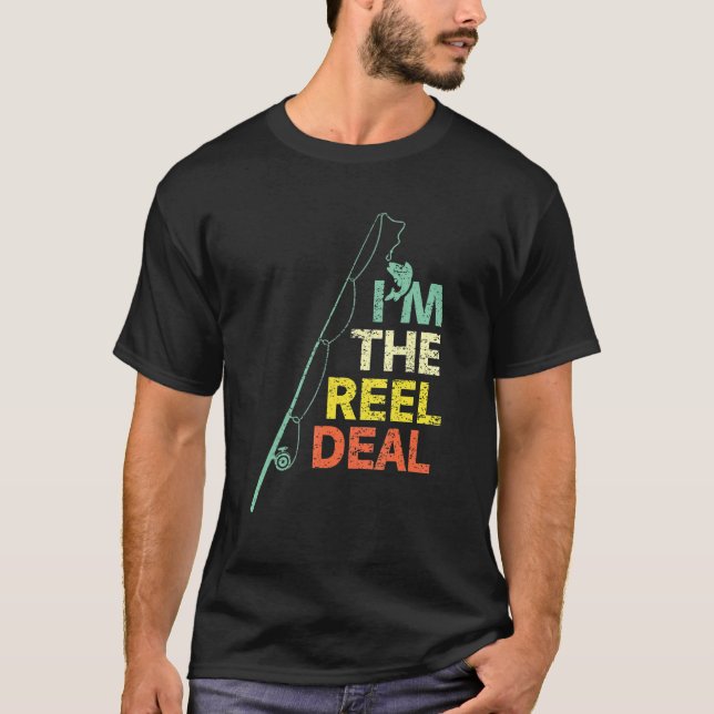 Camiseta Pai De Pesca Diversão Reel Deal Pai Legal Para Pes (Frente)