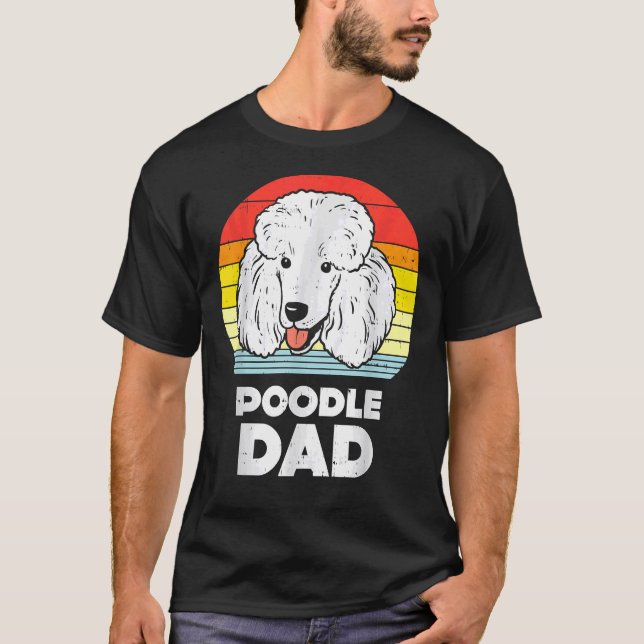 Camiseta Pai de Poodle Sunset Retro Animal Pet Dog Lover (Frente)