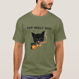 Camiseta Pai de prateleira superior com gato sofisticado