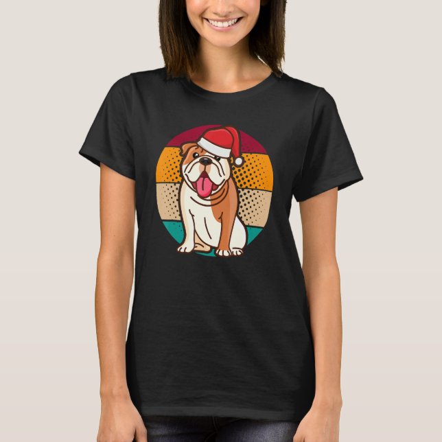 Camiseta Pai de Proprietário do Bulldog Mãe Papai Noel Nata (Frente)