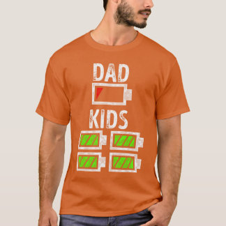 Camiseta Pai de Quatro Bateria Baixa Pai engraçado de 4 ret