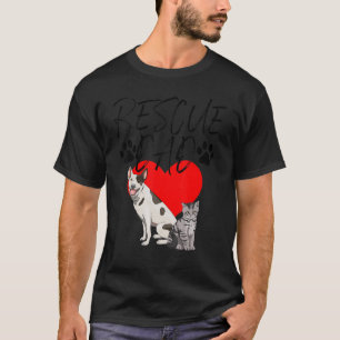Camiseta Pai de resgate Gato e Gatinho Cão Engraçadas Mulhe