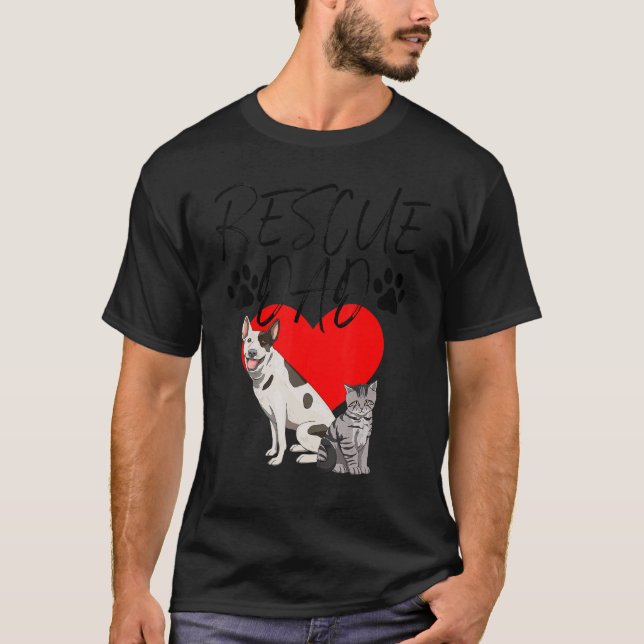 Camiseta Pai de resgate Gato e Gatinho Cão Engraçadas Mulhe (Frente)