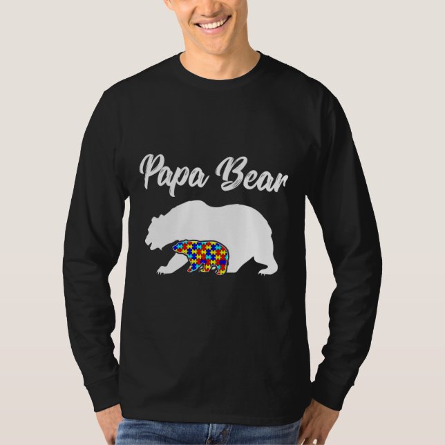 Camiseta Pai de Sensibilização do Papa Urso Autismo (Frente)