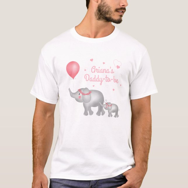 Camiseta Pai de ser elefante Chá de fraldas masculino (Frente)