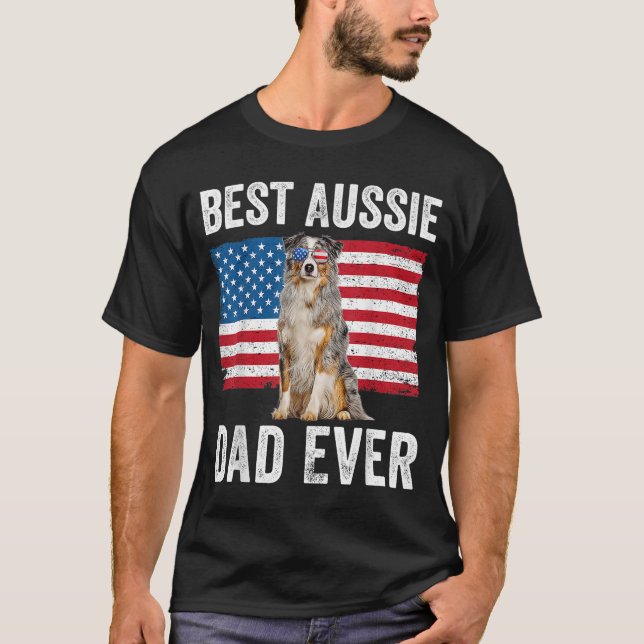 Camiseta Pai de Shepherd Americano Flag Dog Au (Frente)