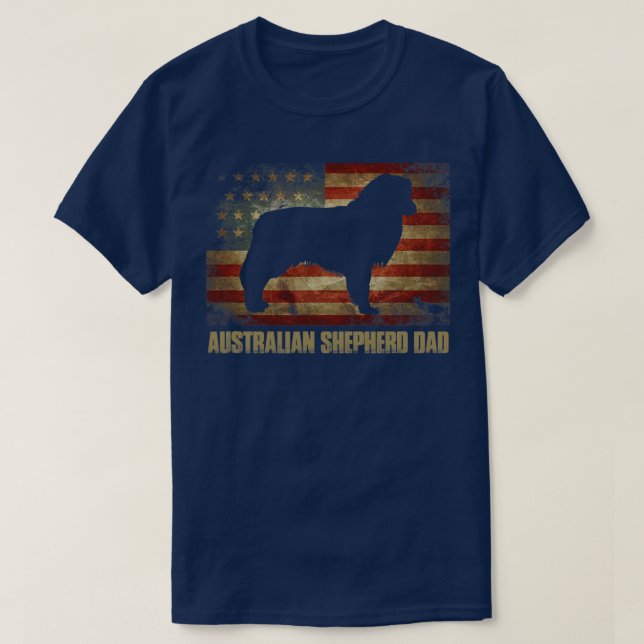 Camiseta Pai de Shepherd Australiano Mens - Americano (Frente do Design)