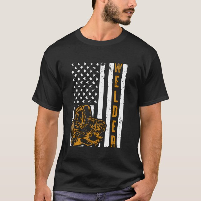 Camiseta Pai de Sinalizador Orgulho Usa Padre Welding (Frente)