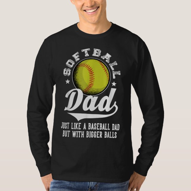 Camiseta Pai de softball como um pai de beisebol com bolas  (Frente)