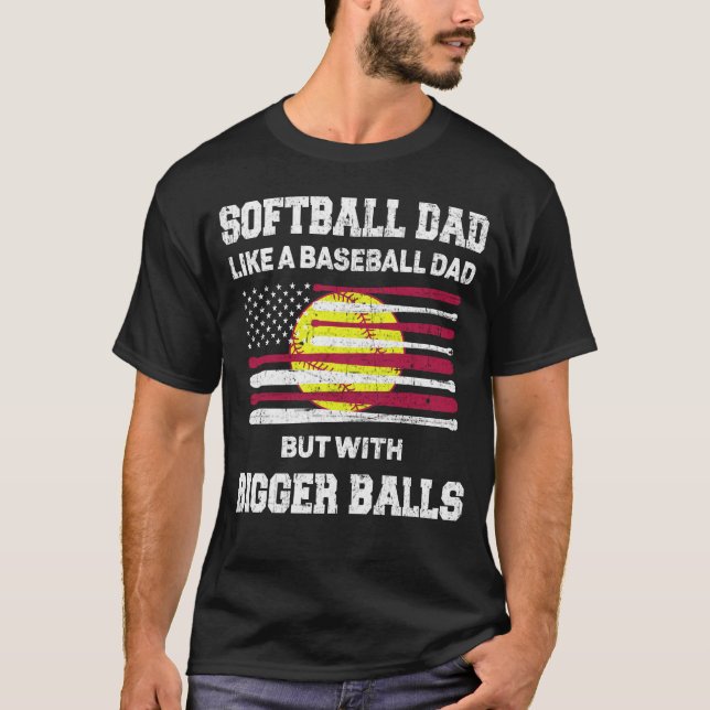 Camiseta Pai de softball como um pai de beisebol com bolas  (Frente)