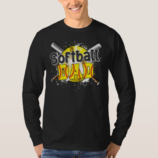 Camiseta Pai de Softball Jogo Pai Jogo Correspondência de D (Frente)