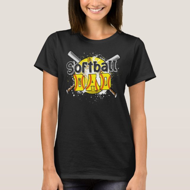 Camiseta Pai de Softball Jogo Pai Jogo Correspondência de D (Frente)