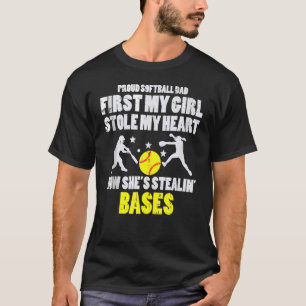 Camiseta Pai De Softball Roubou Meu Coração Roubando Bases 