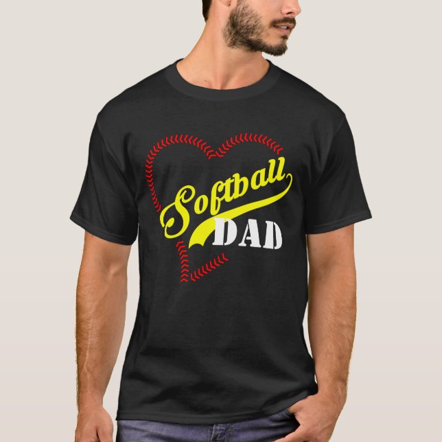 Camiseta Pai de Softball Stitt Heart Personalizado Mens Pre (Frente)