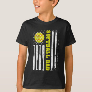 Camiseta Pai de Softball Vintage EUA Bandeira Americana