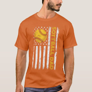 Camiseta Pai de Softbol EUA Bandeira Americana Patriótico P