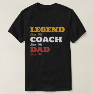 Camiseta Pai de treinador de legenda de beisebol - Datas pe