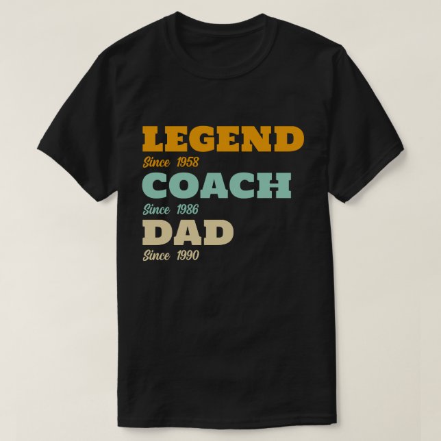 Camiseta Pai de Treinador de Legenda de Hockey - Datas Pers (Frente do Design)